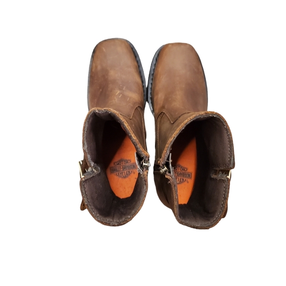 Harley Davidson Men's Trent Work Distressed Brown Zip On Riding Boots - Picture 5 of 6